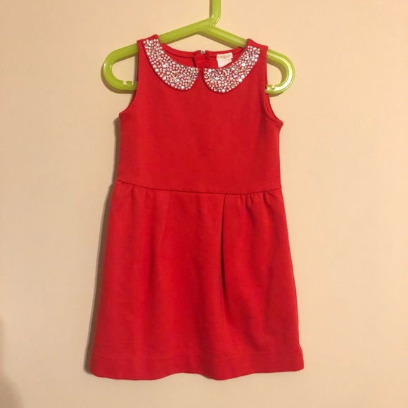 Crewcuts Other - Crewcuts red dress with rhinestone collar Crewcuts Other - Crewcuts red dress with rhinestone collar